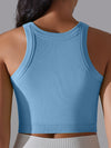 ZASUWA Female Solid Color Ribbed Elastic Tight Round Neck Tank