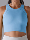 ZASUWA Female Solid Color Ribbed Elastic Tight Round Neck Tank
