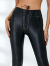 Sexy Faux Leather Push Up Design Lace-up Shorts