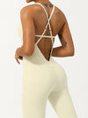 ZASUWA Female Cross Back Hollow Out Adjustable Strap Backless Corset Quick Dry Jumpsuit
