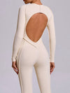 ZASUWA Female Heart Backless Long Sleeves Jumpsuit