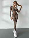 Fashion Leopard Print Backless Jumpsuit