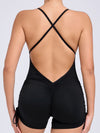 ZASUWA Female V-neck Cross Back Scrunch Bum Drawstring Romper