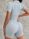 ZASUWA Female Lapel Button Ribbed Romper