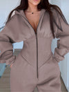 ZASUWA Female Long Sleeves Zipper Hooded Jumpsuit