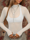 ZASUWA Female Sexy Sheer Mesh Not Including Inner Wear Long Sleeves