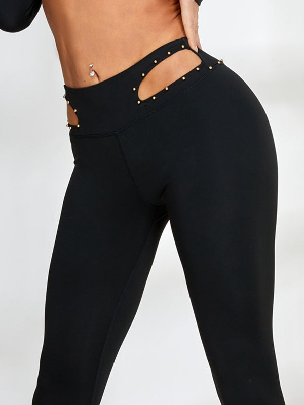 Rivet Cross Cutout Backless Tracksuit