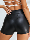 Sexy Faux Leather Push Up Design Lace-up Shorts