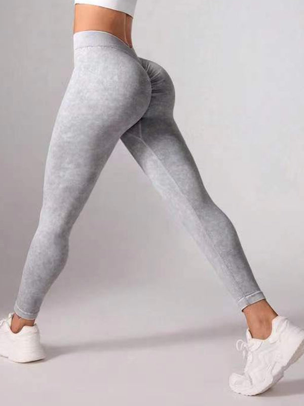 Denim Deep V Back Scrunch Bum Leggings