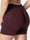 Leopard Print Contrast Color Spandex Gym Booty Shorts