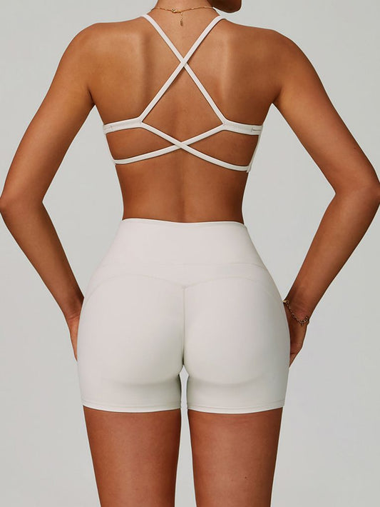 ZASUWA Female Cross Back V-neck with Chest Pads Quick Dry Push Up Design Short Tracksuit