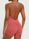 ZASUWA Female Cross Back U Collar Scrunch Bum Hip-lift Romper