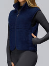 ZASUWA Female Fleece Zipper Pocket Stand Up Collar Vest Jacket
