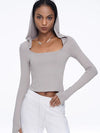ZASUWA Female Solid Color Hollow Out Hooded Elastic Tight Long Sleeves