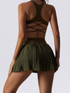 ZASUWA Female Pleated 2 In 1 Cross Back Tennis Skirts Suits