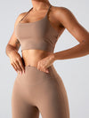 ZASUWA Female Solid Color Backless Cross Back Sports Bras