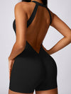 ZASUWA Female Backless Hollow Out V-shaped Waist Scrunch Bum Romper