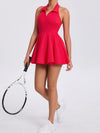 ZASUWA Female Stand up collar Backless 2 in1 Pocket Short Dress