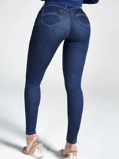Sexy Denim Elastic Tight Pocket Cargo Leggings