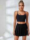 2 In 1 Pleated Cross Skirt Short Suit