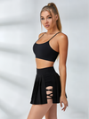 2 In 1 Pleated Cross Skirt Short Suit