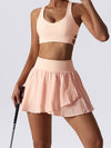 ZASUWA Female Pleated 2 In 1 Cross Back Tennis Skirts Suits