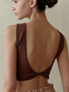 ZASUWA Female Sexy Solid Color Backless Round Neck Quick Dry Tank