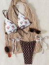 ZASUWA Female Sexy Flower Wave Point Print Bikini Set