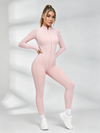 Sexy Backless Zipper Contrast Color Stripes Jumpsuit
