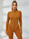 Sexy Backless Zipper Contrast Color Stripes Jumpsuit