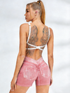 Deep V Back Denim Scrunch Bum Shorts