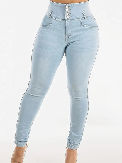 Sexy Denim Hip-lift High-waisted Cross Leggings