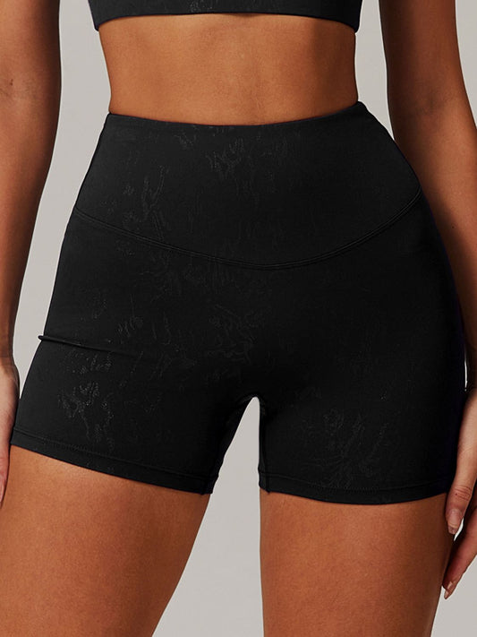 ZASUWA Female High-rise Hot Stamping Print Quick Dry Scrunch Bum Booty Shorts