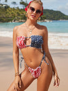 ZASUWA Female Sexy Flags Print Hollow Out Backless Bikini Set