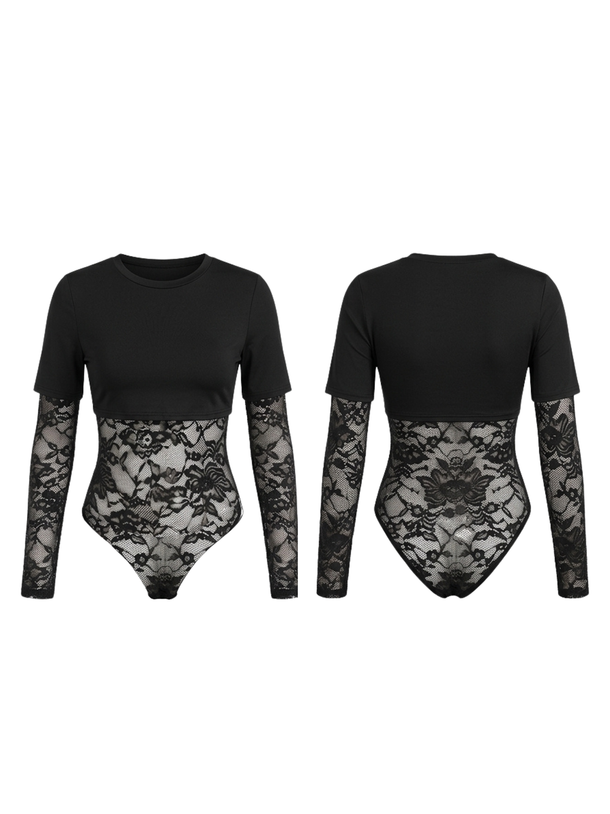 Sheer Lace Panel Bodysuit