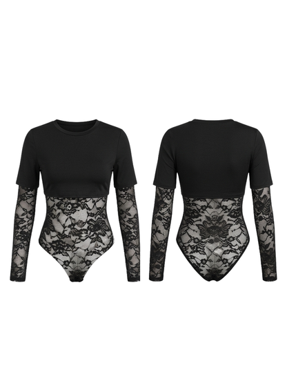 Sheer Lace Panel Bodysuit