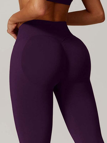 ZASUWA Female Seamless Solid Color Elastic Tight Push Up Design Leggings