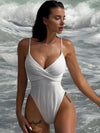 ZASUWA Female Sexy Cross Deep V Backless Stripe Beach One Piece