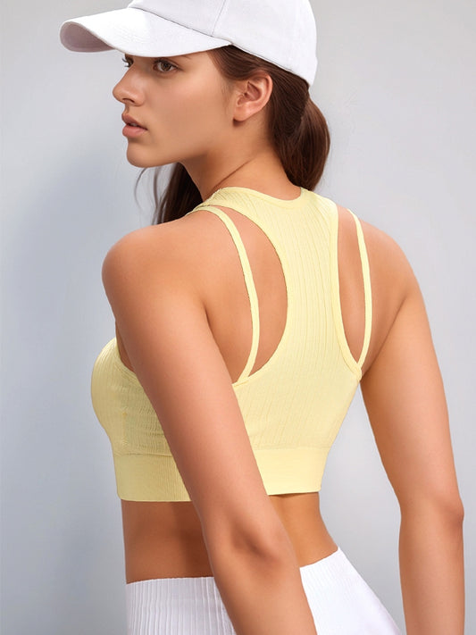 ZASUWA Female Two-piece Ribbed Elastic Tight with Chest Pads Tank