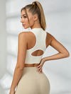 Sexy Contrast Color Hollow Out Solid Color Backless Quick Dry Tank