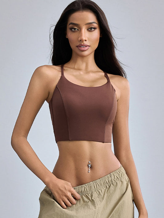 ZASUWA Female Solid Color Cross Back Quick Dry Sports Bras