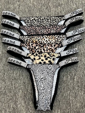 ZASUWA Female Sexy Crystal Leopard Print Panties