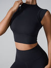ZASUWA Female Solid Color Basic Must-have Cropped Short Sleeves