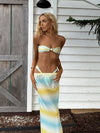 ZASUWA Female Unique Hot Tie-dye Shell Mesh 3-Pieces Bikini Set