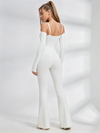 U Collar Scrunch Bum Elastic Tight Jumpsuit