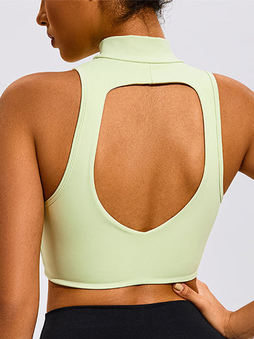 ZASUWA Female Sexy Solid Color Hollow Out Stand Up Collar Tank