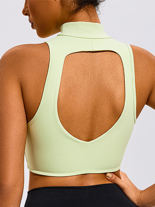 ZASUWA Female Sexy Solid Color Hollow Out Stand Up Collar Tank