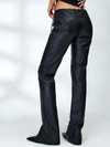 Sexy Faux Leather Push Up Design Lace-up Split Leggings