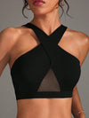 ZASUWA Female Sexy Solid Color Sheer Mesh Cross Tank
