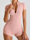ZASUWA Female Seamless Ribbed Zipper Elastic Tight Romper